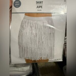 Unbranded One-Size White Sequin Skirt Festival Costume Flapper PARTY CITY NWT
